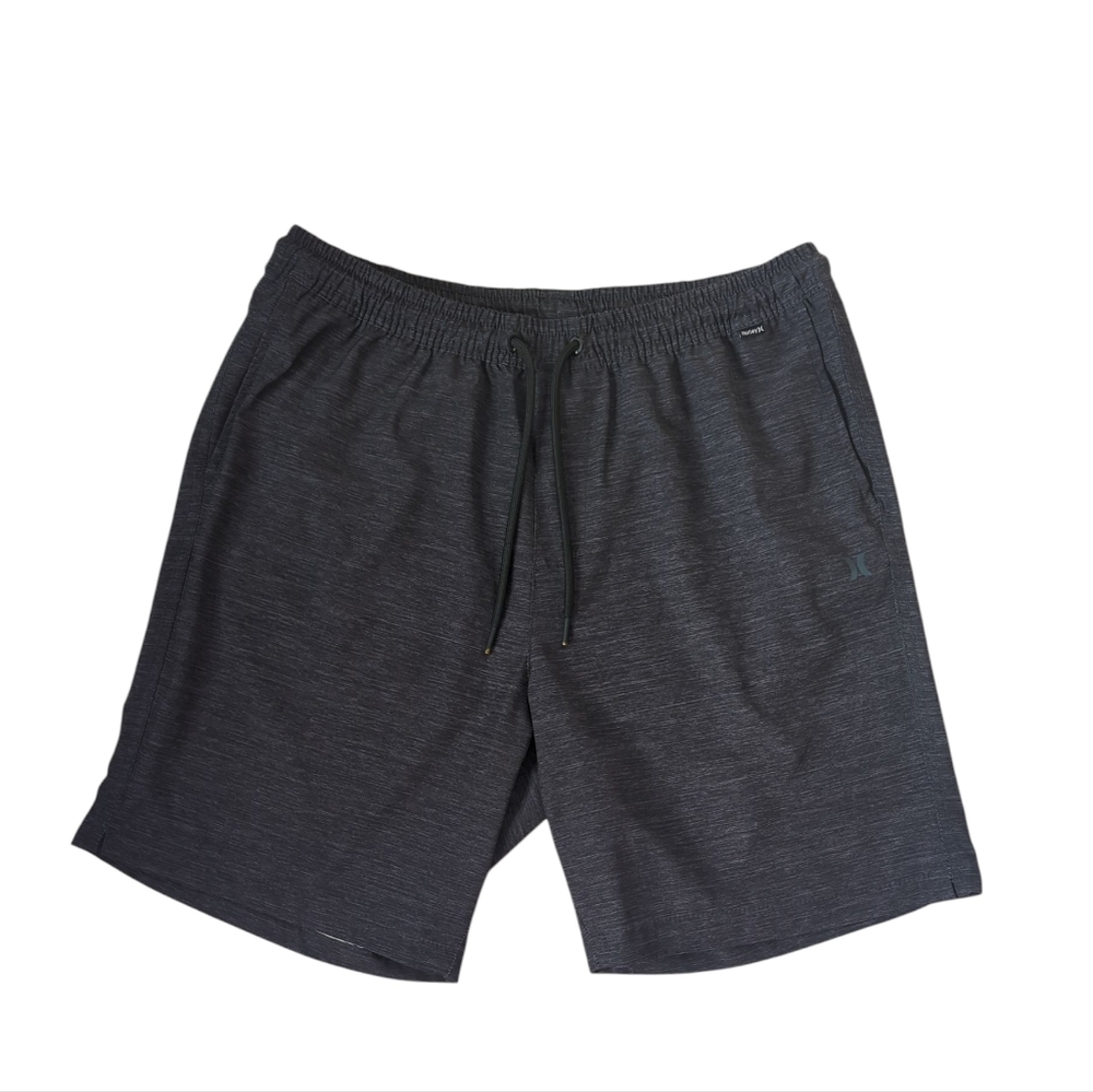 Hurley Quick-Dry Pull On Style Heathered Shorts LARGE Black Gray Pockets